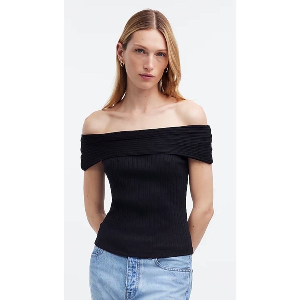 Madewell Ribbed Knit Tube Top - Size L - Black - Strapless & Stretchy - - Picture 1 of 6